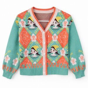 PP.town Graphic Knit Cardigan Sweater Women's‎ Retro Novelty Collector Piece